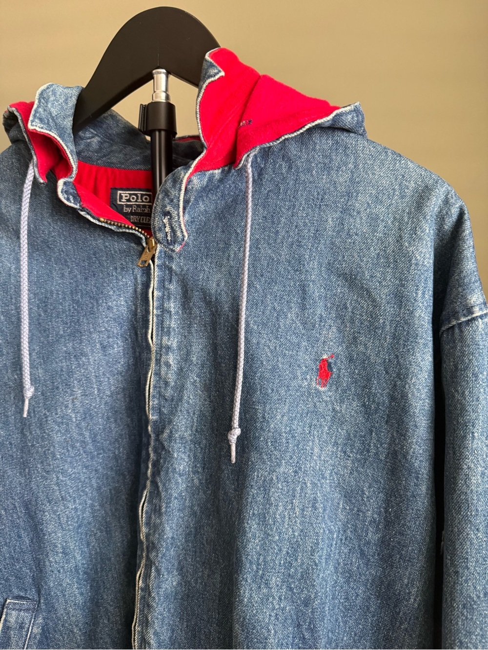 Vintage Polo by Ralph Lauren Denim Jacket with Red Lining - Picture 2 of 12